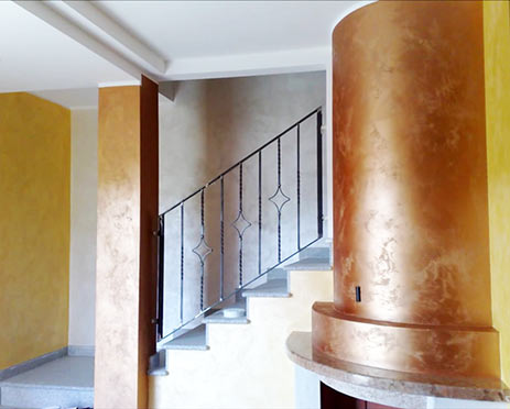 rivestimento camino tondo in cartongesso ignifugo
